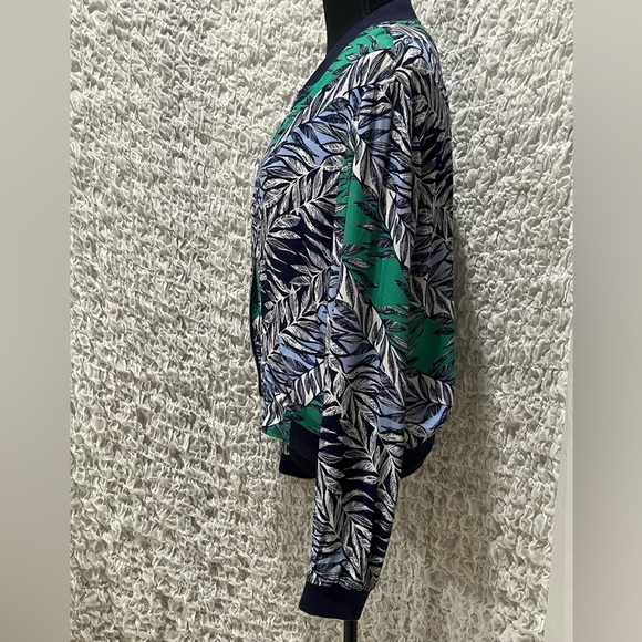 LAUNDRY BY SHELLI SEGAL, WOMENS LEAF PRINT BOMBER JACKET, SIZE 8 - Picture 7 of 8